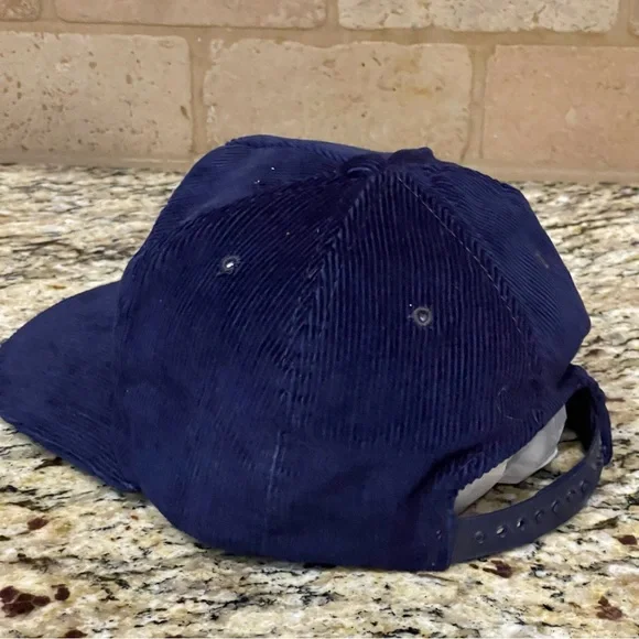 Vintage 90’s Salomon Corduroy Mountain Run Skiing SnapBack Cap Hat Blue